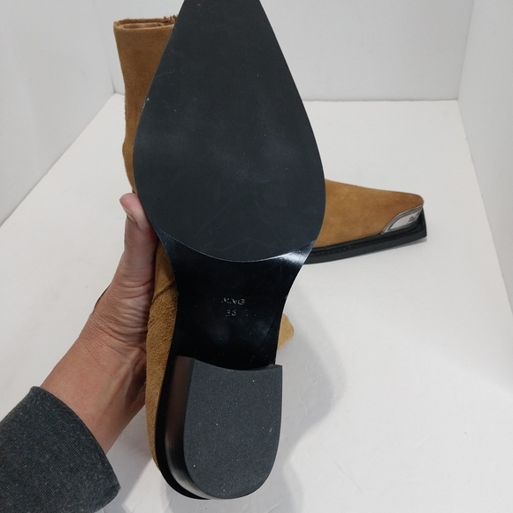 Mango Suede Leather, Distressed, Western Ankle Boots, NWT, Size 38| US 7.5 - Picture 11 of 13
